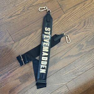 (New!) Steve Madden Black Strap with Gold Logo Lettering